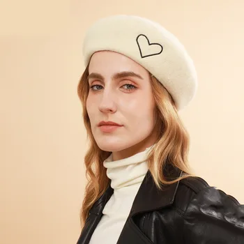 2021 Корейската нова мода ретро женски взема сгъсти топъл открит купол шапка на художник ветрозащитный британски взема култура тыквенная шапка