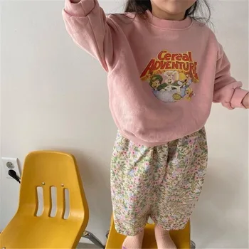 2021 Корейски есенни панталони с цветен модел за момичета памучни панталони Harlan за момичета корейски детски ежедневни панталони Harlan с цветен модел