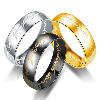 2021 Модерен Мъжки пръстени, Бижута Титанов Пръстен от неръждаема стомана за мъже и жени Пръстен от черно злато, Пънк, Бижута Директен доставка