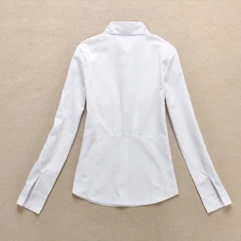 2021 Модни дамски риза OL с дълъг ръкав с отложным яка, копчета Дамска блуза Бял черен Блузи с къс ръкав