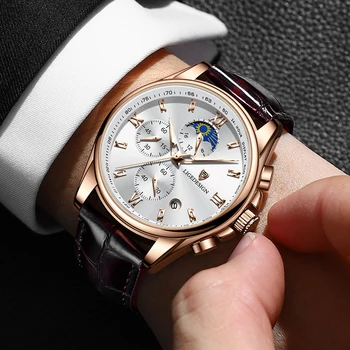2021 Нов мъжки часовник LIGE Модерни Ежедневни кожени спортни ръчни часовници За мъже на Най-добрата марка на Луксозни Хронограф Водоустойчив Мъжки часовник с дата