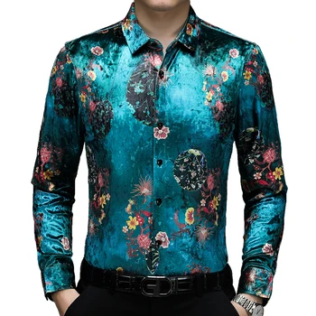 2021 Нова бродирани модерен мъжки дрехи с дълъг ръкав Луксозна Хавайска риза с принтом за мъжки Ризи Градинска облекло Потници Рокля 1328