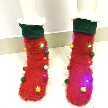 2021 Нова Година LED Пухкави Коледни Промоции Възли Светват Осветяват Топли Чорапи За Деца, Възрастни нова година Коледен Декор
