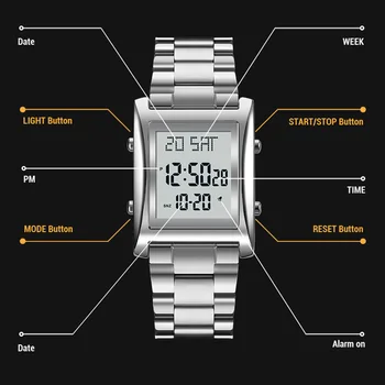 2021 Нова Мода Мъжки Дигитален Часовник Светещи Водоустойчиви Мъжки Часовници, Електронни Часовници Relogio Masculino Montre Homme Будилник