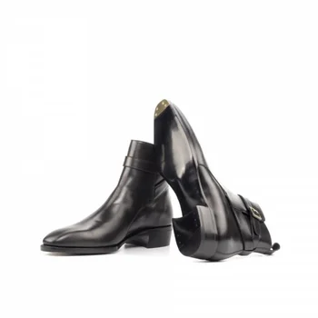 2021 Нова мъжки обувки Модерен Ежедневни бизнес универсална Класическа ръчна работа Черна тока за колан от изкуствена кожа Удобни ботильоны KS287