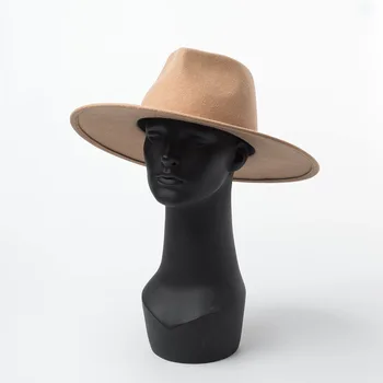 2021 Нова Фетровая шапка, Мъжки Дамски модни однотонная широка периферия Джаз Горната Църковна шапка Есен зима Дамски момиче Реколта Филц шапки на едро