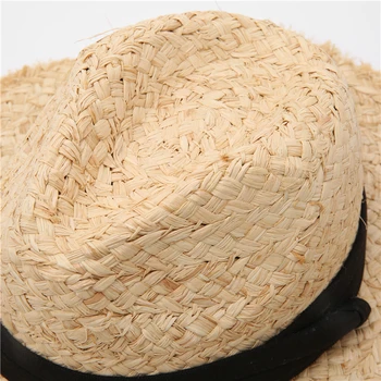 2021 Нова шапка от лико Панама Сламена шапка Лятна черна лента За жените и мъжете с широка периферия Плажната солнцезащитная шапка с uv защита Джаз фетровая шапка