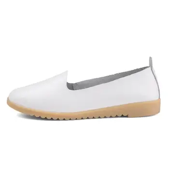 2021 Новата пролетно-есенен дамски ежедневни обувки модерен с кръгла глава с удобни кожени обувки на плоска подметка jke2451