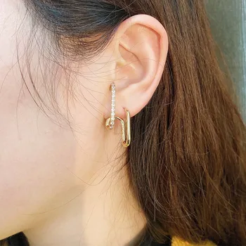 2021 Нови Метални прости обеци-карамфил с белезници за уши за жени Модни обеци от сплав в стил пънк Геометрични минималистичные нередовни обеци