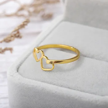 2021 Ново Женски пръстен във формата на сърце Бижута от неръждаема стомана, Дамски модни Сватбени и Любовни Пръстени с кръгла пръст Подаръци за момичета Парти