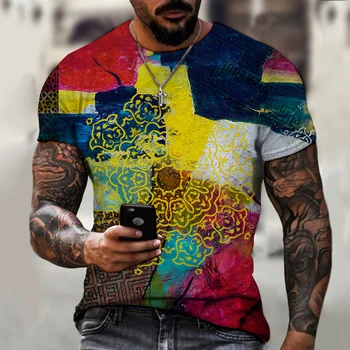 2021 последната гореща разпродажба 3D-печат на тениски с абстрактен модел за мъже и жени Мода мъжка тениска Мода