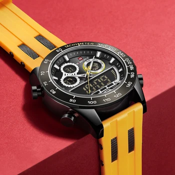 2021 Топ Луксозна марка NAVIFORCE Мъжки часовник Модерен Спорт за отдих Водоустойчив часовник с каишка силикон Часовник с автоматично показване на датата