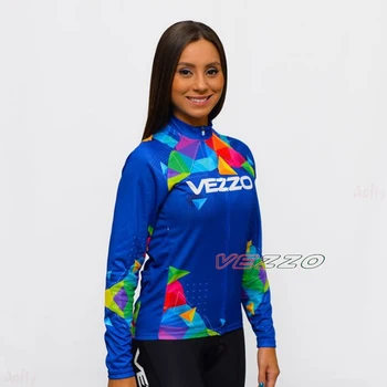 2021VEZZO Дамска мода Джърси с дълъг ръкав Бързосъхнеща Велосипедна облекло МТБ Ropa Ciclismo Пътни дишащи велосипедни върховете на Go Pro