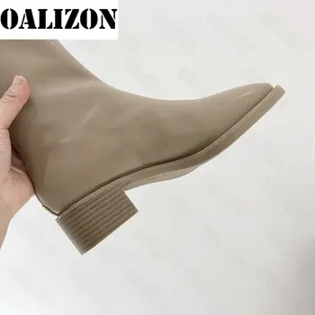 2022 Есен зима Нови модни високи ботуши Дамски Ботас до коляното Дамски обувки на платформа с квадратна ток от изкуствена кожа Мека обувки с цип