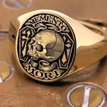 2022 Нов прием на Мъжки пръстен в стил пънк-череп Ретро Пръстен Преувеличени Мъжки Празничен подарък за рожден Ден, Луксозни бижута за мъже на едро