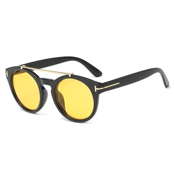 2022 Нов Стил Ретро Мода Кръгли Vintage Слънчеви Очила За мъже и жени Метални Т-образни Маркови Дизайнерски Дизайнерски Uv400