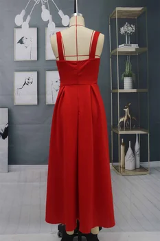 2022 Нова година Червени рокли трапецовидна форма с дължина до чай от сърце Вечерни рокли без ръкави от Елегантни вечерни рокли, Дамски официални рокли