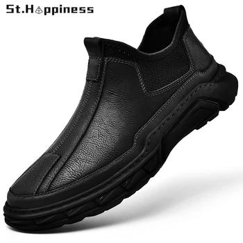 2022 Нова мъжки обувки с Високо качество от естествена кожа Бизнес Ежедневни обувки Модерен Градинска Стилни спортни обувки, без съединителни Ботильоны Голям размер