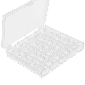 25 бр. прозрачни вал сонда шевни машини празна макара пластмасова кутия за съхранение, се използва за битови шевни принадлежности, инструменти