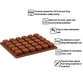 26 БУКВИ от Инструменти за печене Форма за торта Силиконова форма за шоколад азбука Форма за парче лед САМ рецепта за шоколадова торта смола мухъл