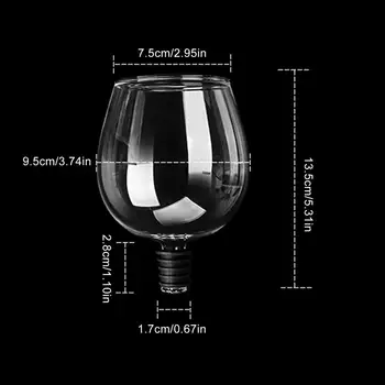 2в1 Чаша за Червено вино, Чаша за Шампанско Кристал Прозрачна Стъклена Запушалка 500 мл майната-надолу Консумация на Директен Чаша за партита Бар посуда