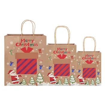 3-5шт Коледни Подаръчни Пакети с Коледна Елха Кутия за Топки на Дядо Коледа Печат Крафт хартиени Торбички за домашен интериор Празнични аксесоари за партита