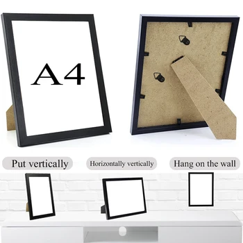 3 бр Черна рамка за плакат алуминиеви композитни панели на дървена и е устойчив към унищожаването на стъклени стенни рамка за сертификати хоризонтален и вертикален формат