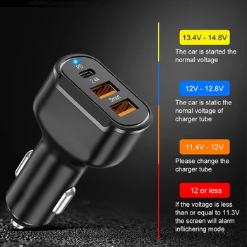 30 W C USB Зарядно Устройство LED Смартфон Бързо Зареждане на Plug 3 Порта USB Тип C Автомобилен Адаптер За Зареждане на iPhone 12 Xiaomi 11 Huawei P40