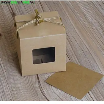 30 бр./опаковане.: 10.5x10.5x10. 5 см подарък кутия от крафт-хартия и PVC прозорец за опаковане и защита подарък играчка луксозен подарък кутия кутия за играчки