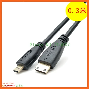 30 см, 1 фут HDMI-съвместим 1.4 Мини-един Мъж за Микро HDMI Мъжки Видео Кабел Кабел Тип C-D Адаптер за Високо Качество За DV Телефон