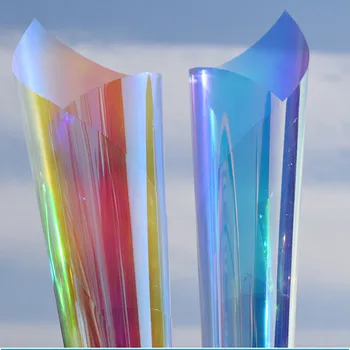 30x100 см, Цветна Самозалепваща Прозорец филм Симфония Лазерни Цветни Термосвиваемо фолио Епоксидна Смола с Ръчно изработени с Преливащи се цветове, Прозрачни Етикети