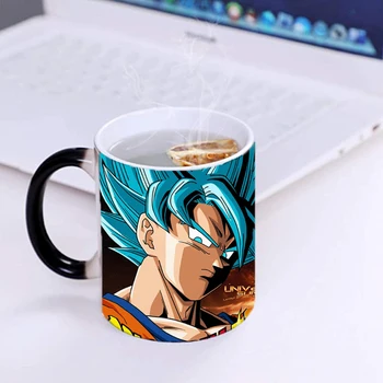 350 мл Super Goku Чаша за промяна на Цвета на Творчески Закуска Чай с Мляко, Чаши за Вода Керамични Термореактивная Магическа Кафеена чаша Забавен подарък
