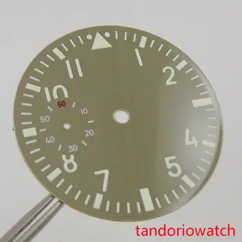 38,9 мм Циферблат часа, Определени стрелецът Сив Циферблат Подходящ за ЕТА 6497 Механизъм с ръчно от Арабски тагове Секунди в позиция 