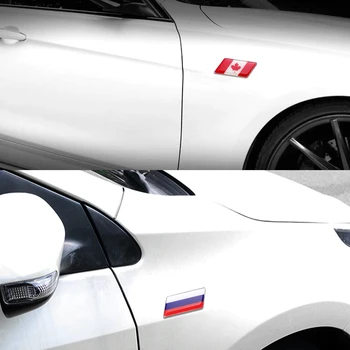 3D Алуминиева Стикер за икона на автомобила Германия Русия Франция, Белгия, Канада, Испания, Великобритания Знаме, Емблемата на Обстановка на Купето Стикер на багажника