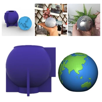 3D Глобус Епоксидна Смола Мухъл Свещ Мазилка Силиконова Форма на DIY Занаяти Настолни де Инструмент За Леене