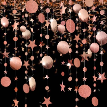4 М, Златна Звезда на Хартиен Банер Верига Точка Знамена Коледни декорации DIY Подвесная Венец за овсянок Начало Декор за сватбени партита Suppllie
