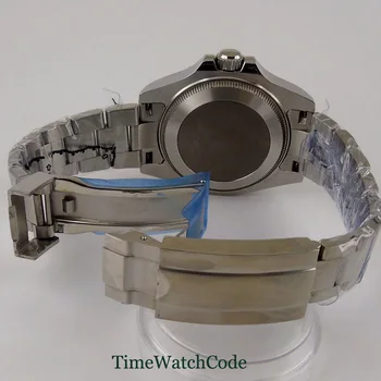 43 мм NH35/Miyota8215 Мъжки автоматичен часовник Ръчна морска дата на Черен Циферблат Минерално Стъкло Oyster каишка Керамични Въртящи bezel