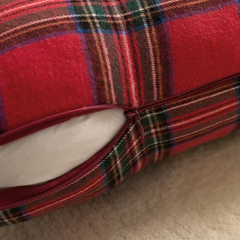 45x45 см Коледна калъфка Шотландската клетчатая калъфка Червено каре с принтом Хвърли Калъфка Калъф за възглавници на Дивана декорация на дома