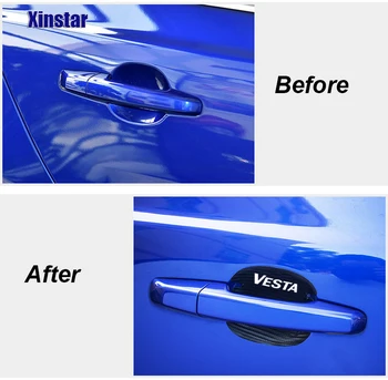 4шт Защитен Стикер Върху Дръжката на вратата на Колата е От Въглеродни Влакна За Lada Vesta визуален контрол Largus Granta NIVA