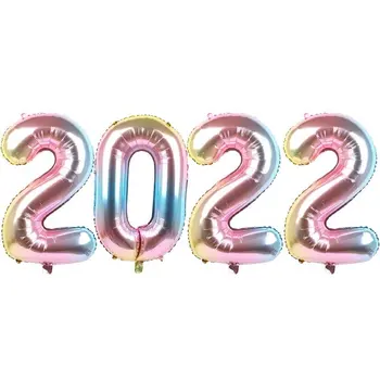 4шт Навидад 2022 32-инчов Брой Балони Балони Цифра Балон Коледна Украса Празник Щастлива Нова Година 2020 Глобус