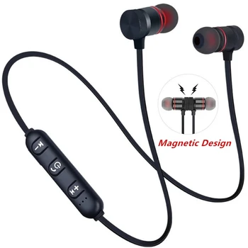 5,0 Bluetooth Слушалки Спортен Маточната Каишка Магнитни Безжични слушалки Стерео Слушалки Музикални Метални Слушалки С Микрофон За Всички Телефони