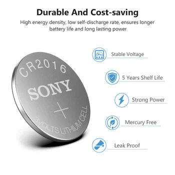 5 бр. за SONY CR2016 Бутон на Батерията 3 В CR 2016 LM2016 BR2016 DL2016 Cellular монета Литиева Батерия за Часовник Електронна играчка с дистанционно управление