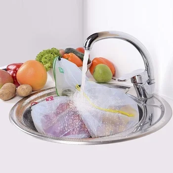 5 бр. торби за Многократна употреба, за съхранение на плодове и зеленчуци Миещи Окото чанти с Кухненски Органайзер за Опаковане на продукти за съхранение Чанта за продукти