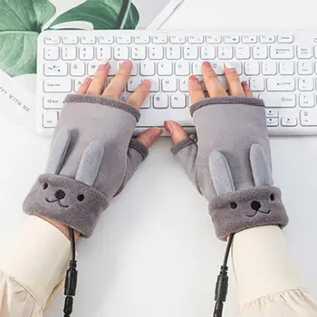 5 В 0.76 A Половината Пръст USB Акумулаторни Ръкавици с топъл Ръкавици за лаптоп, Дамски Ръкавици за отопление на Зимни възли Ръкавици за ръце с електрически отопляеми