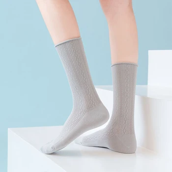 5 Двойки Женските чорапи със Средна Дължина, Комплект летни тънки студентски чорапи в японски стил с дишаща мрежа, выдалбливают обикновена чорапи