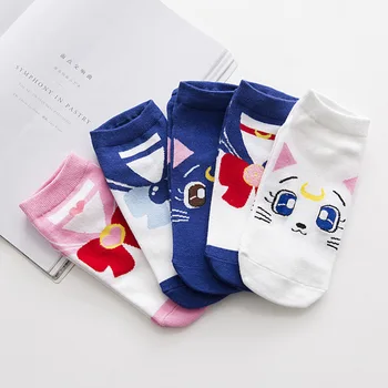 5 двойки Нов и оригинален дизайн на нови продукти сладък Kawai игриво котка Sailor Moon дишащи висококачествени чорапи Сокс забавни дамски чорапи
