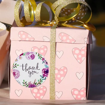 500 бр. DIY благодаря цветя модел на празнична сватбена украса стикер кръгла подарък кутия шоколадови бонбони етикет за детски рожден ден