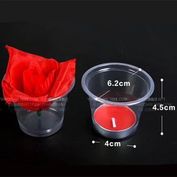 50шт! Еднократна утолщающая пластмасов романтична ветрозащитная чаша за свещи с цветя за украса на сватбени партита в 