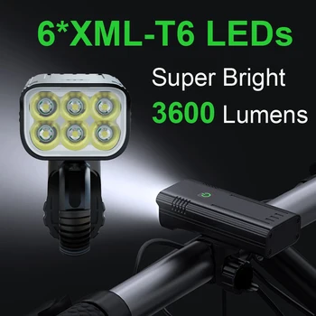 5200 mah Велосипеден Фенер USB Акумулаторна 3600 Лумена Велосипедна фаровете 6T6 LED лампа Супер Ярко Фенерче Предните светлини Отзад задна светлина