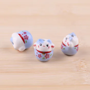 6 бр. малки бижута за късмет, котки модерни минималистичные сладки мини-керамични бижута носят талисман за късмет
